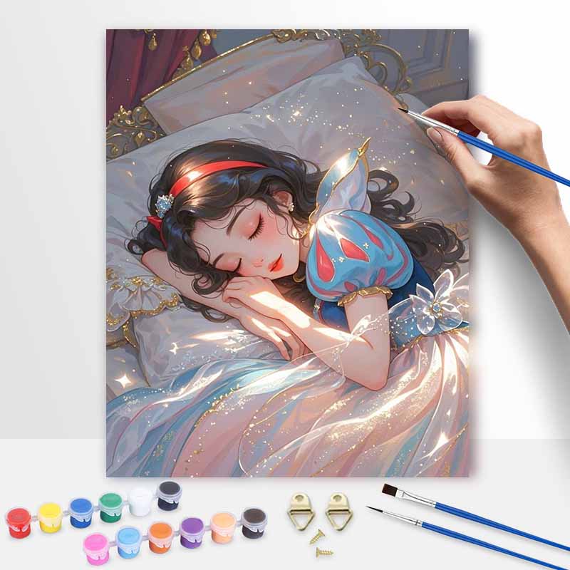 Disney Digital Oil Painting Snow White Sleeping Princess Art Handmade Diy Gift Home Decoration