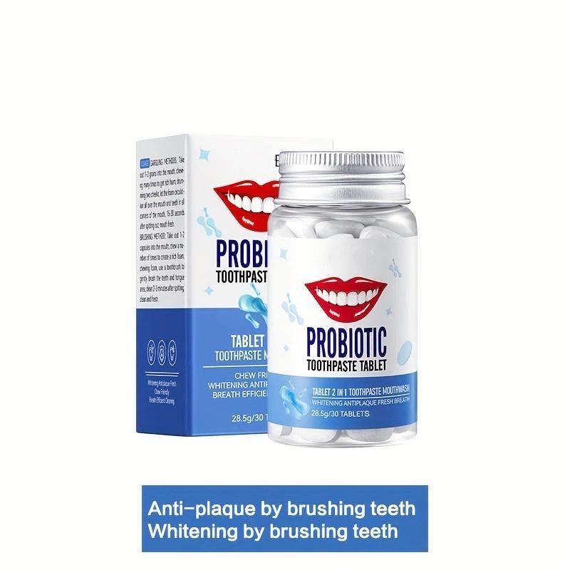 Probiotic Whitening Toothpaste Tablets Natural Teeth Cleaning Stain Removal Oral Care 28.5g/30 Tablets