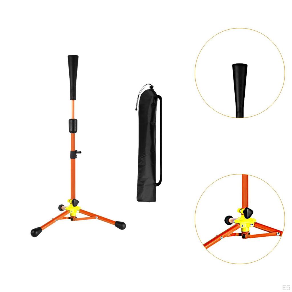 Adjustable Height Baseball Batting Tee with Storage Bag for Softball