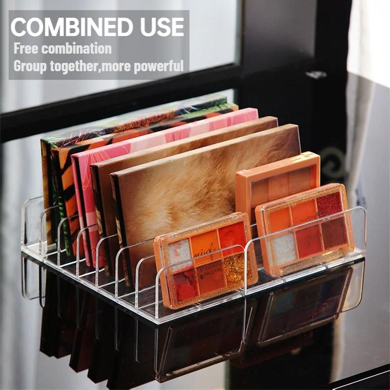 2PCS 7-Compartment Makeup Organizer Desktop Eye Shadow Palette Display Box Makeup Blush Cosmetics Shelf Make Up Tools Storage Holder