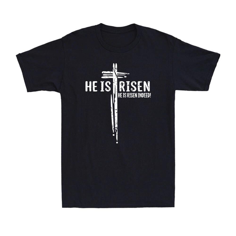Easter Jesus He Is Risen Indeed Religious Christian Vintage Men s T-Shirt XXXL