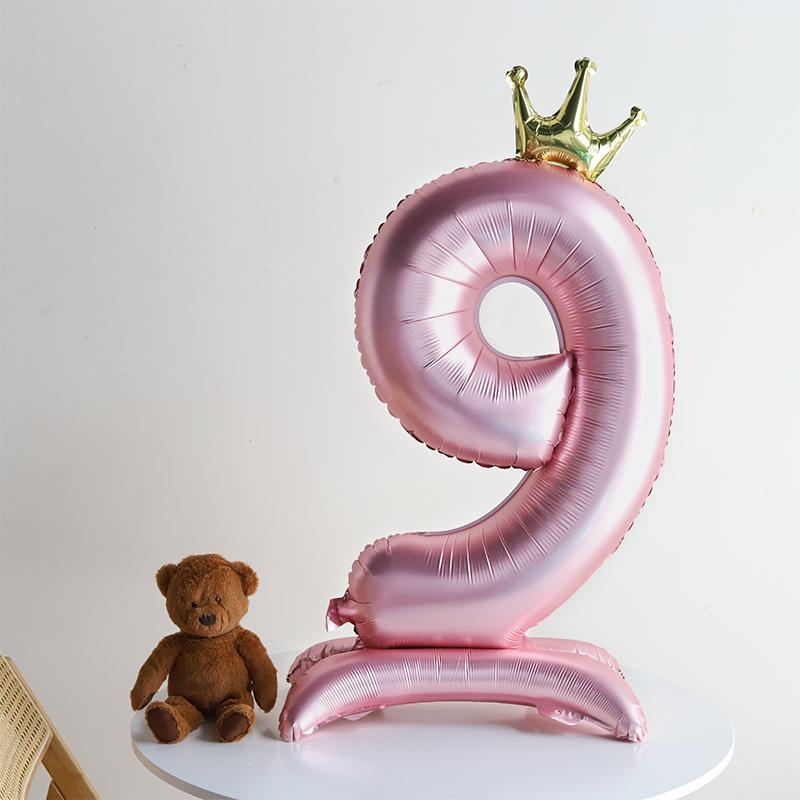 Pink Crown Number Balloon Decorations for Girl's First Birthday