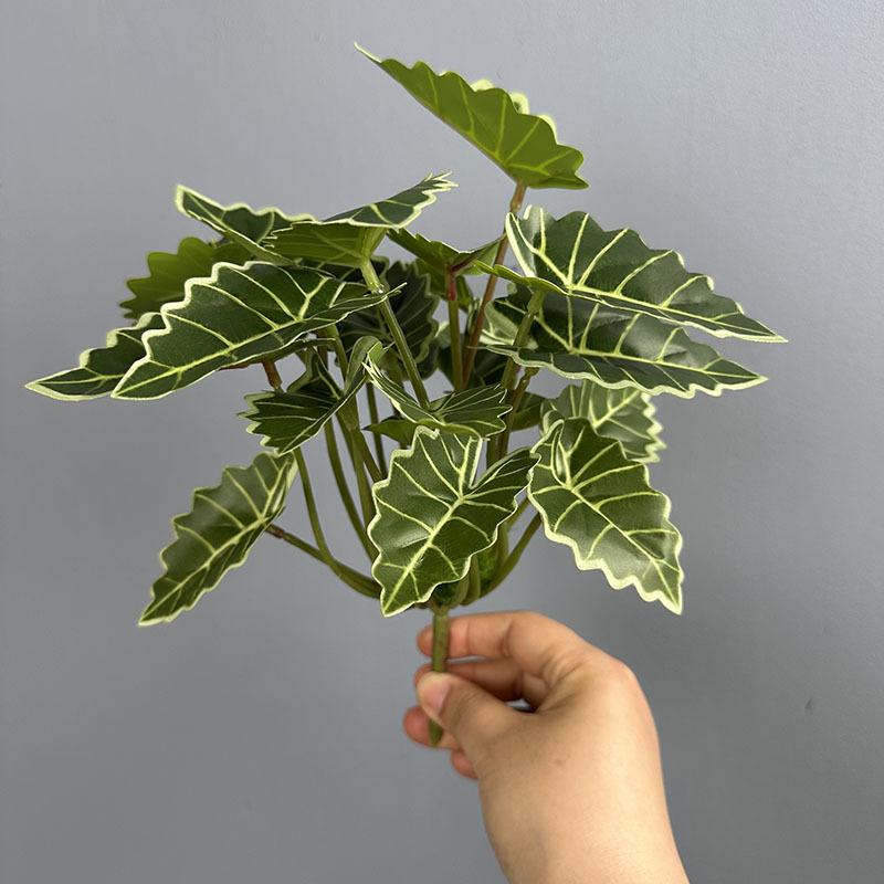 10pcs Hotel Decorative Plastic Simulation Apple Leaf Plant Restaurant Decoration Artificial 24 Leaves Alocasia Green Plants