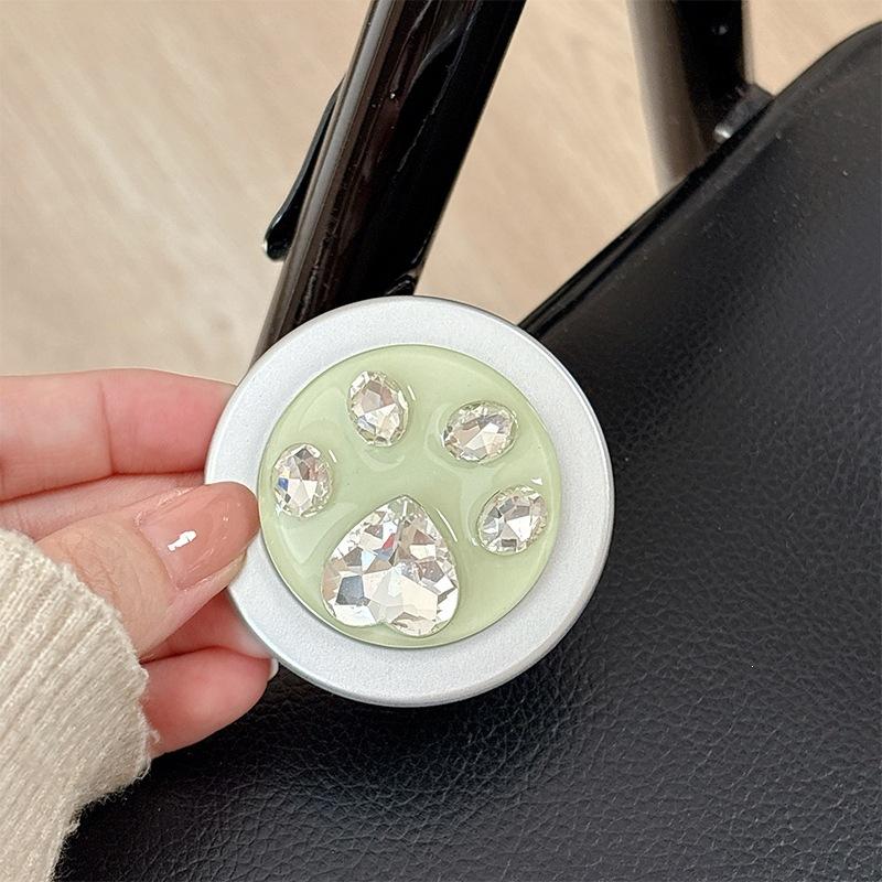Round Solid Color Small Fresh Magnetic Attraction Suitable For Magsafe Mobile Phone Airbag Bracket Rhinestone Creative Cat Claw Telescopic