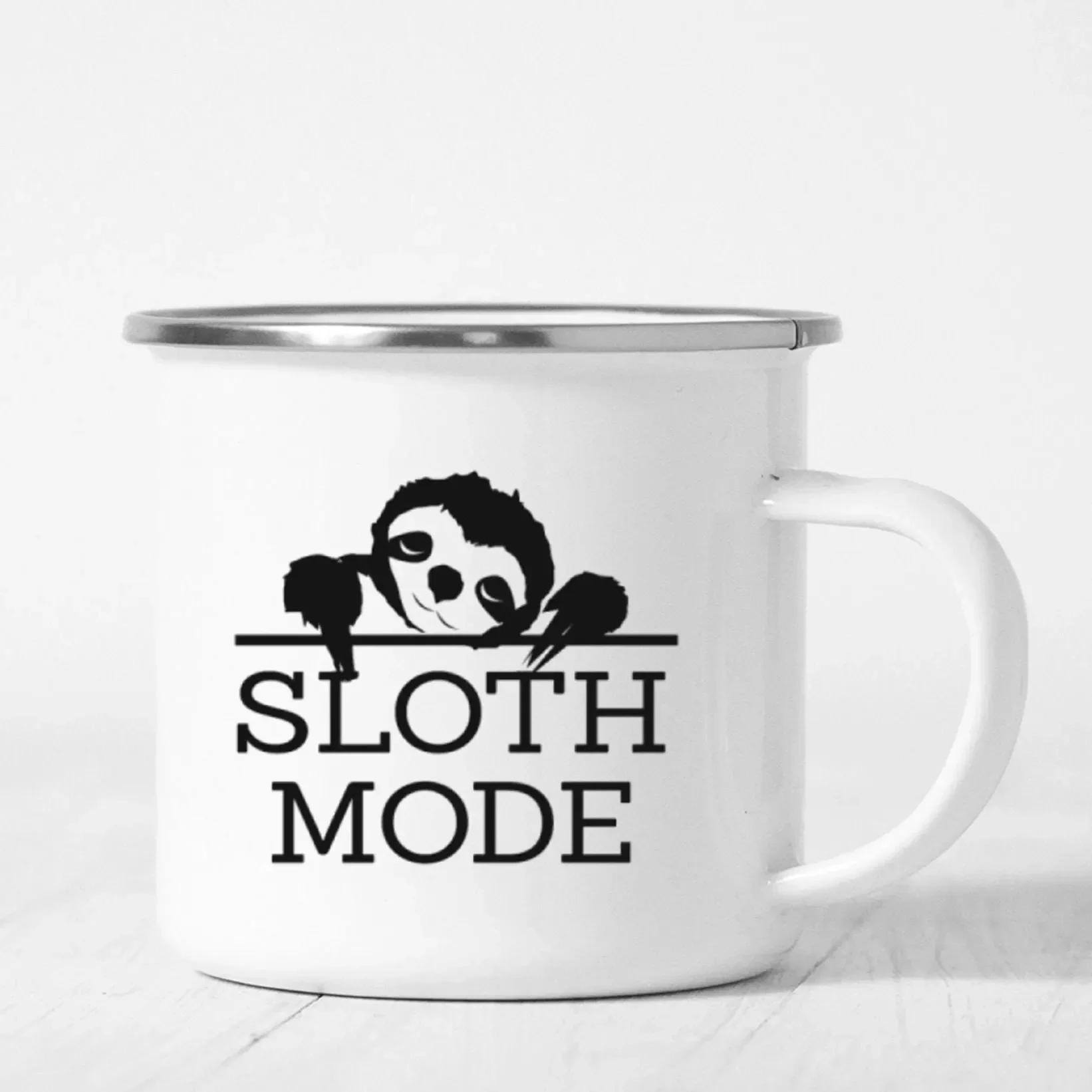 

Sloth Mode On Just Relax Enamel Mug Camping Coffee Mugs Camper Hiker Walking Hiking Travel Cups Coffee Mugs Outdoor Festival 360ml