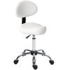 Swivel Stool with Backrest and Wheels Adjustable Chair for Beauty Salons Tattoo Studio 50x50x83-98cm White