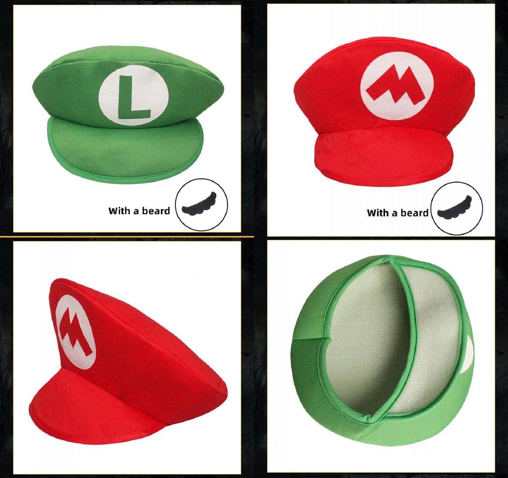 Super Mario Bros Red Green Cosplay Hat Unisex Costume Prop Gift