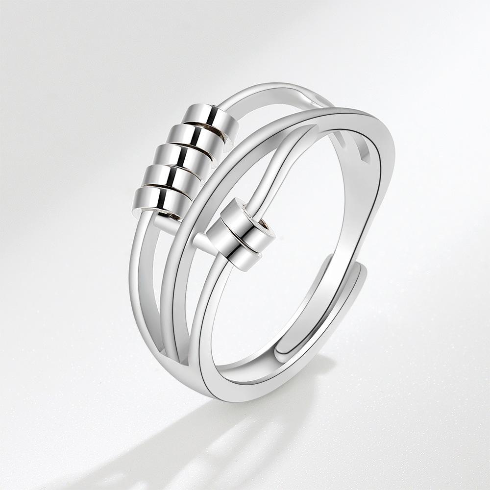 Anti Stress Anxiety Silver Ball Rings 925 Women Men Spinner Fidget Rings Vintage Gold Couple Anillos Jewelry Gift