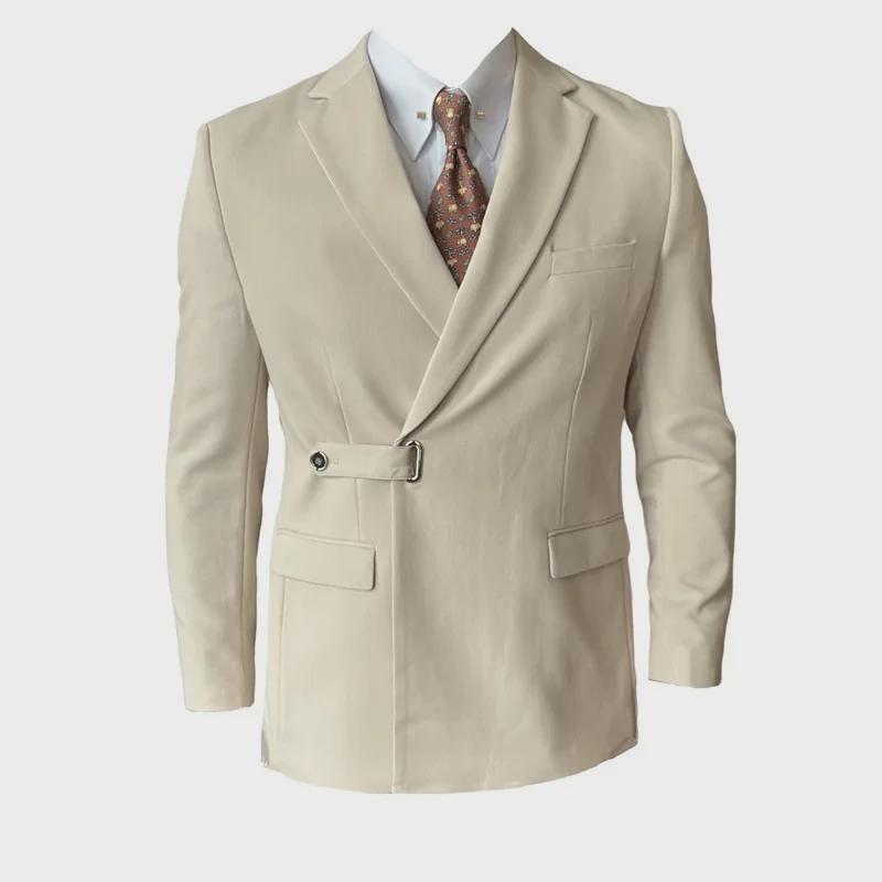 2024 Men's Slim Fit Dark Striped Casual Suit Jacket, Korean Style