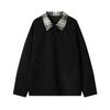 Men's Fake Two-Piece Long-Sleeve Knit Shirt, Loose Plus Size, Lapel Hoodie, American Style, Spring/Autumn 2025.