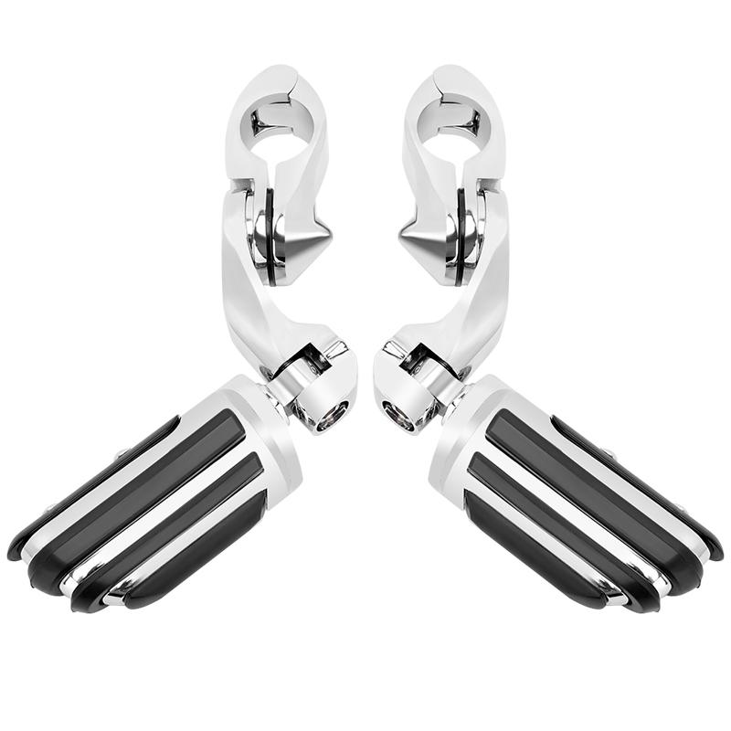 1.25" Highway Footpegs Short Angled Adjustable Highway Pegs W/1-1/4" Engine Guard Chrome for Harley Honda Kawasaki Suzuki Yamaha