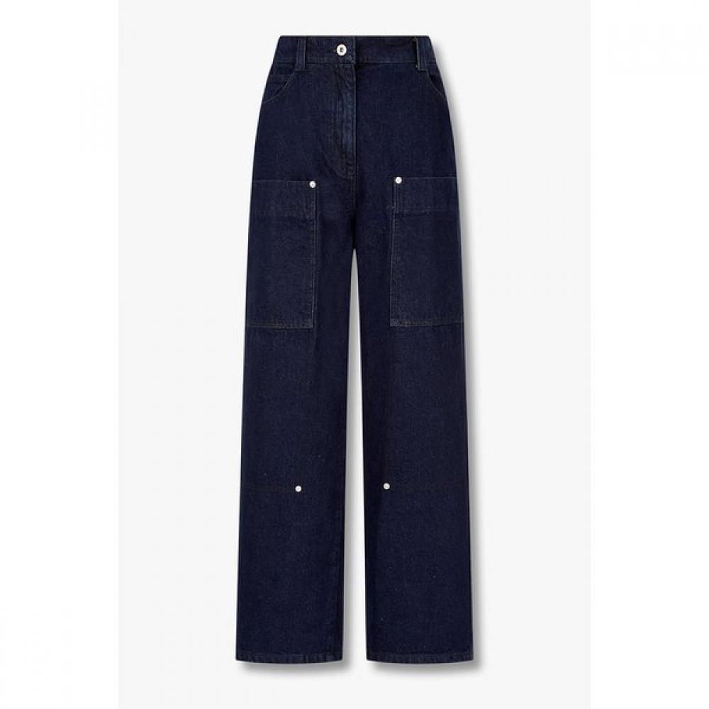 Studio Tomboy Fleece Cargo Denim Pants 9175462982 DARK NAVY/OS