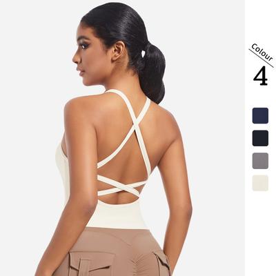 Intimo Sportivo a Croce Posteriore Monocolore in Nylon Double-Sided per Corsa, Fitness, Yoga Top a Canotta Donna