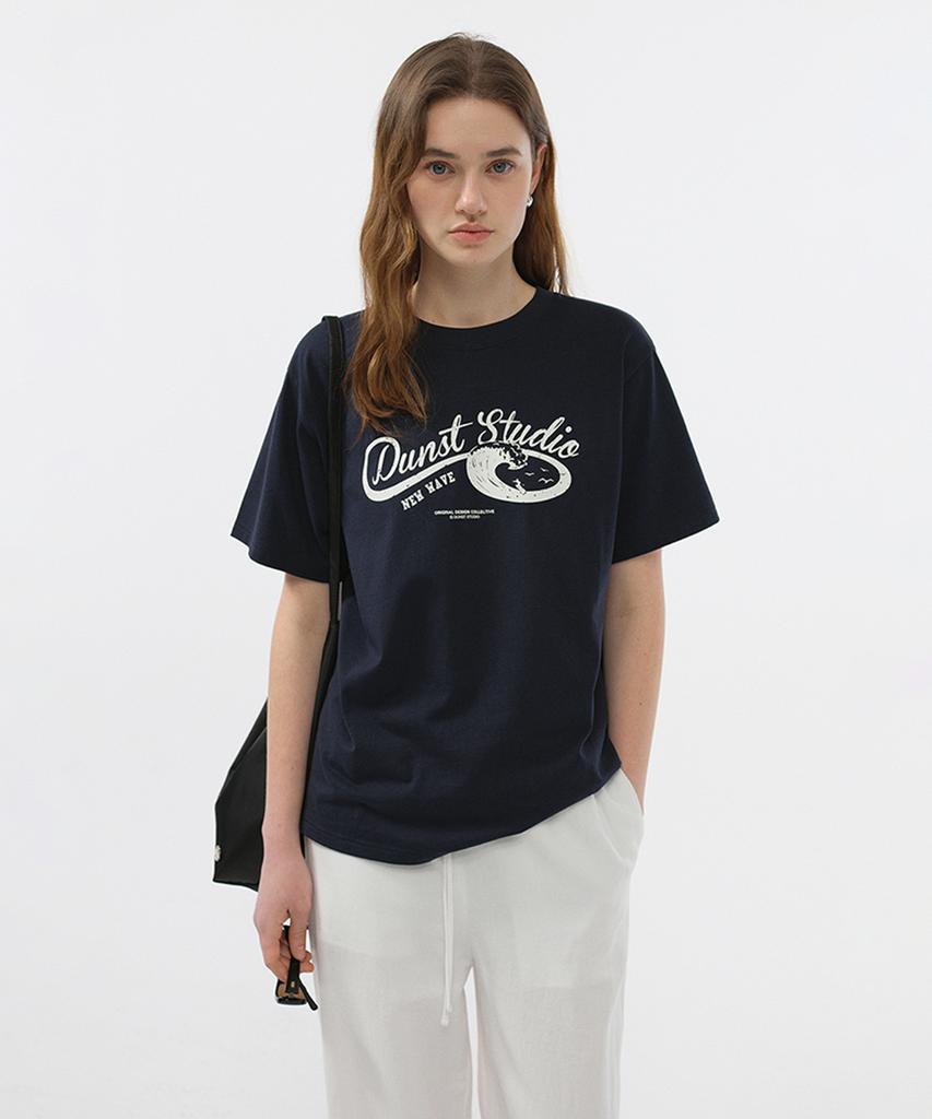 Deonseuteu Unisex Wave Logo T-Shirt_Udts5B125_French Navy