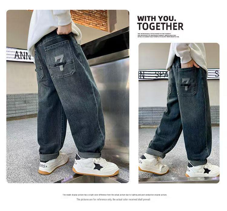 Boys' Stylish Spring/Autumn Jeans - Trendy Casual Long Pants for Medium and Large Kids