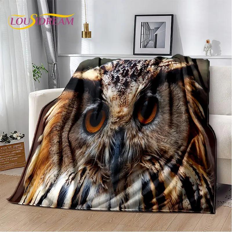 Roztomilá sova 3D kreslená měkká plyšová deka, flanelová deka přehoz do obývacího pokoje ložnice postele pohovky piknikový potah Deka pro děti