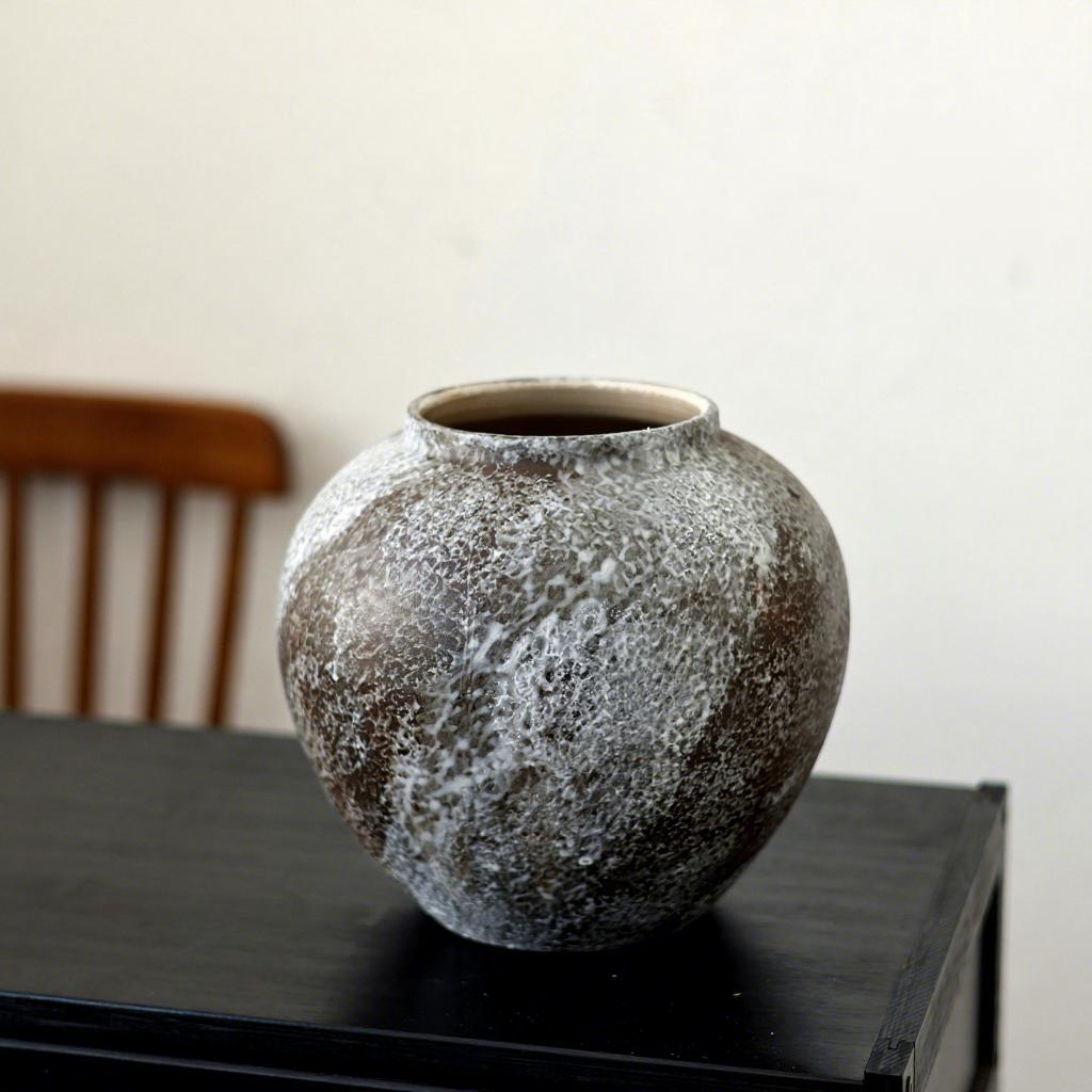 French Retro Wabi-Sabi Style High-End Ceramic Vase Jingdezhen Pot Living/Dining/Bedroom/Office Flower Arrangement Decor Dried