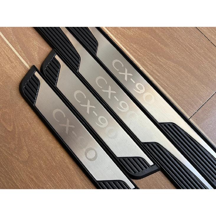 Stainless Steel Plastic For Mazda CX-90 CX90 Scuff Plate Door Sills Pedal Threshold Protector Cover Trim Car Accessories