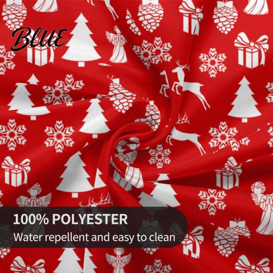 Christmas Tree Elk Decorative Dinner Prints 150cm with Holiday Tablecloth Red Round Polyester Cloth Stain-Resistant