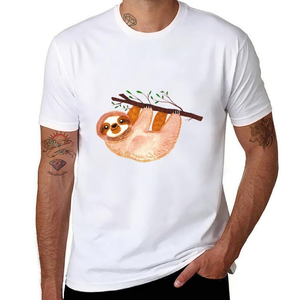 Kawaii Sloth Watercolor Tshirt Outdoor Sports Lightweight Tee