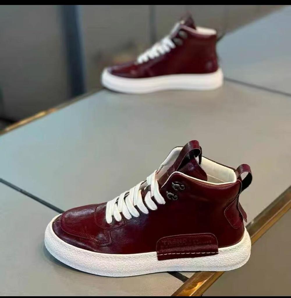 Comfortable and Simple To Create Fashionable Spring and Autumn Thick-bottomed Casual High-top Leather Panels XS