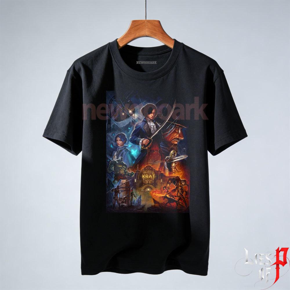 Lies of P Maglietta Vintage Giochi di Ruolo Grafica T-Shirt Donna Unisex Moda Casual Cotone Manica Corta Cartone Animato Abbigliamento Uomo Tee