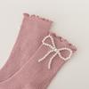 Girls' Ruffled Cotton Socks with Pearls and Bows
