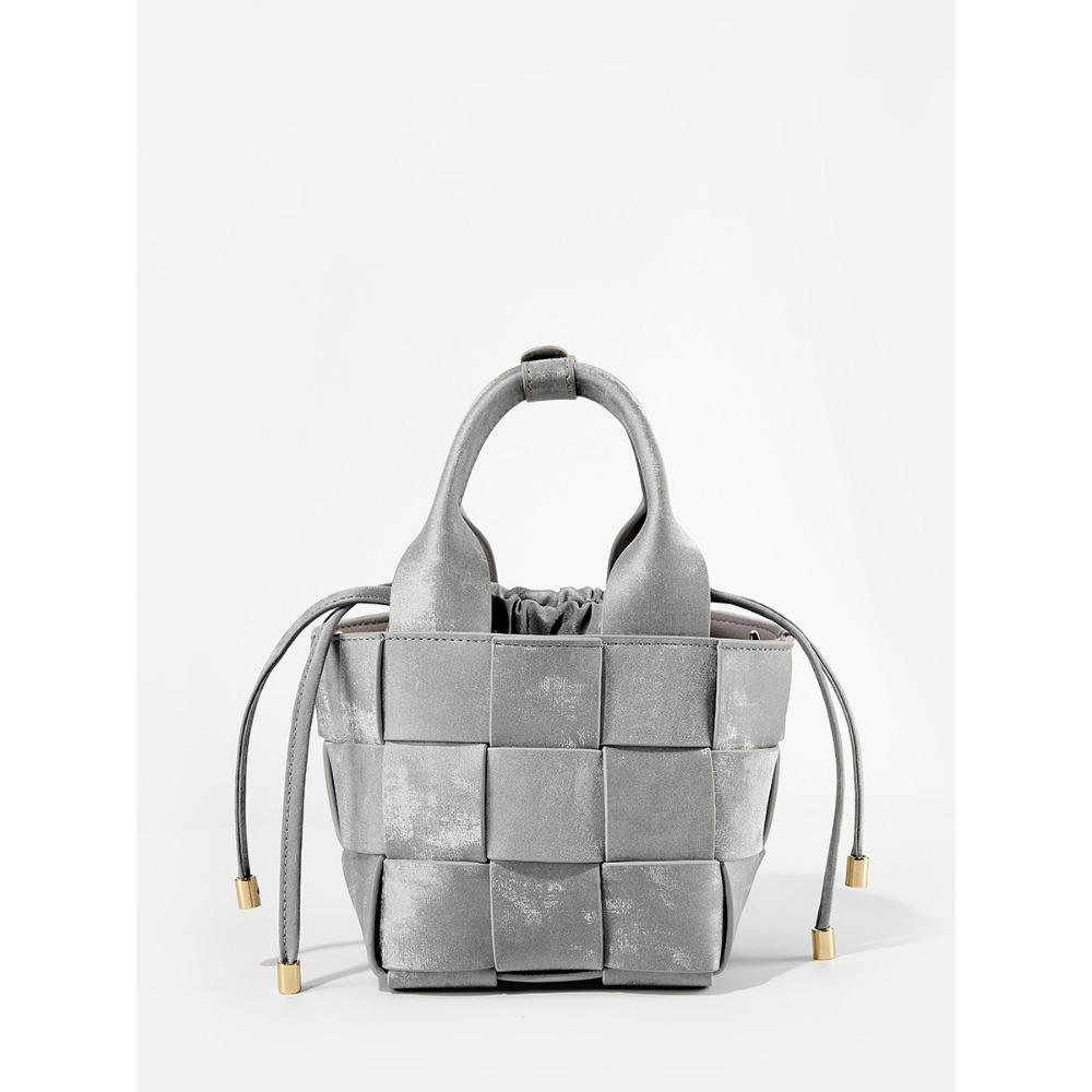 

Новая универсальная сумка-корзина для овощей, сумка-ведро, ручная работа, женская сумка, сумочка серебряный