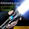 Telescopic zoom flashlight with built-in rechargeable handheld home safety lighting, durable structure, emergency preparation, essential for camping