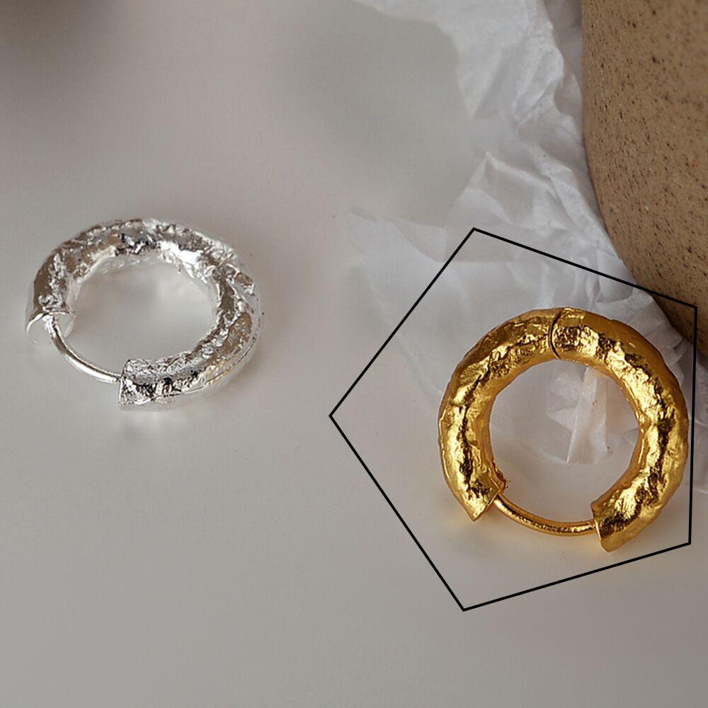 New 925 Silver Hoop Earrings Clip Matte Circle Geometric Punk For Women Girl Gift Jewelry