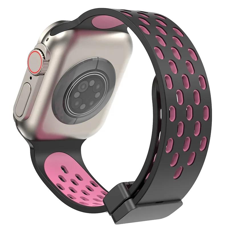 Magnetic Strap For Apple Watch Ultra Band 49mm 44mm 45mm 41mm 40mm 42mm 38mm Silicone Correa Bracelet iWatch Series 8 Se 7 6 5 4