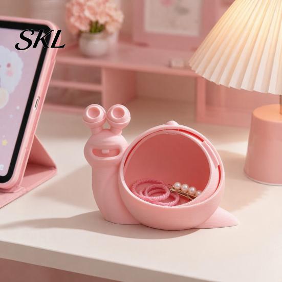 Clutter Storage Container Cute Snail Box, 3D Printed Novelty Ornament, Trinket Small Jewelry Box Holder with Lid, Fun Desk Organizer for Hair Ties