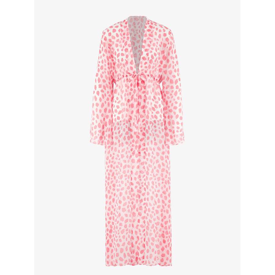 

Хит продаж Кружевная блузка с завязками на талии с принтом для защиты от солнца для пляжа для женщин One Size розовый