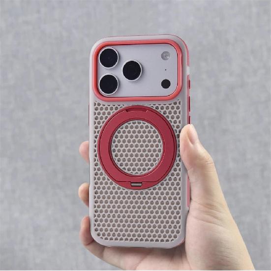 Dissipation Heat Rotatable Holder Magnetic Bumper Case For iPhone 18 17 Pro Max 16 15 14 13 For Magsafe Hit Color Cover Shell