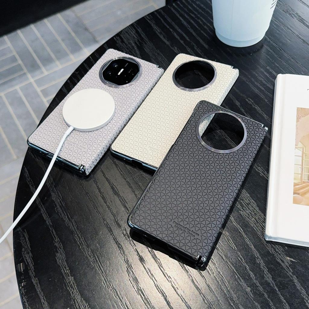 For Huawei Mate X7/X6/X5/X3 Case Cube Central Axis Luxury PU Leather Magnetic Wireless Charging Protective Back Cover Shell