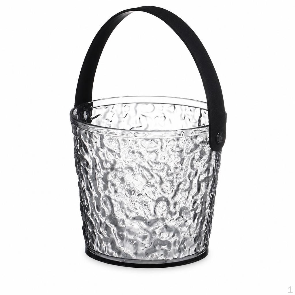 Acrylic Portable Ice Bucket for Bar KTV Picnic Chilled Beer and Fruit Tea Black