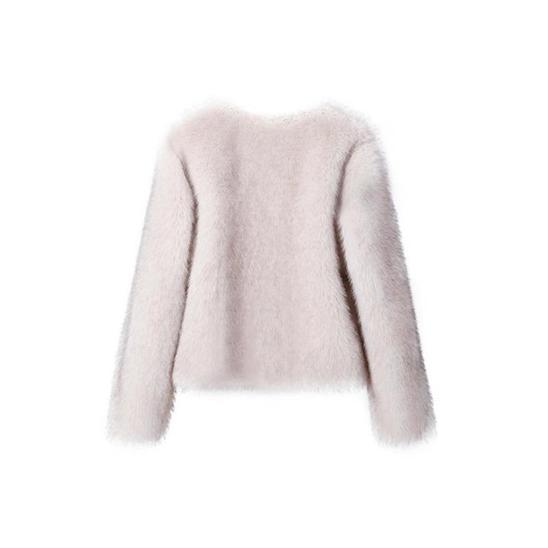 New imitation fur jacket soft fur collar wide cuffs with sweater jeans fashion design autumn and winter clothing