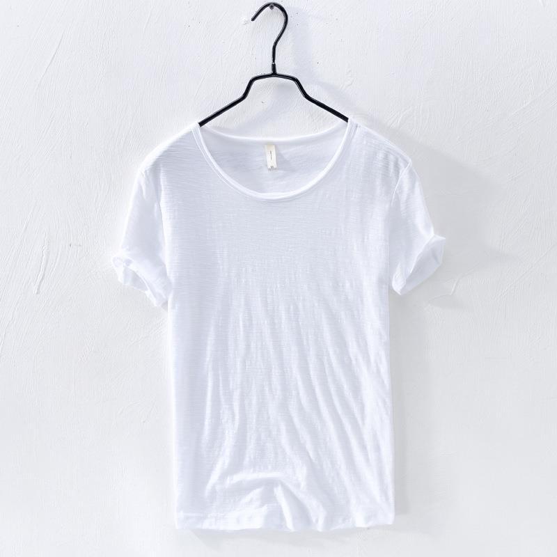 Summer Cotton Men's Casual O Neck Short Sleeve T-shirt Thin Breathable Comfortable Solid Color Male T-shirt