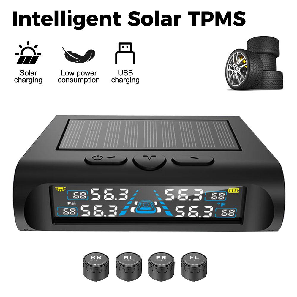 Samochodowy System Alarmowy Bezpieczeństwa Monitor Temperatury Opon 0-6.8Bar USB/Solarny TPMS Cyfrowy Wyświetlacz System Monitorowania Ciśnienia w Oponach General Motors