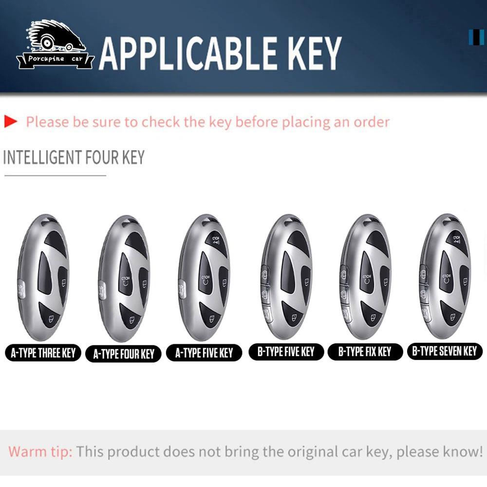 Abs Carbon Fiber 3 5 7 Buttons For Hyundai Ioniq 6 Grand Prix Gn7 Kona Car Remote Key Case Cover Protected Keychain Accessories