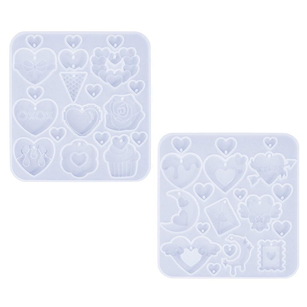 2pcs Heart Series Silicone Molds For Earrings Crafting Durable And Easy Release Ideal For Resin Jewelry Making