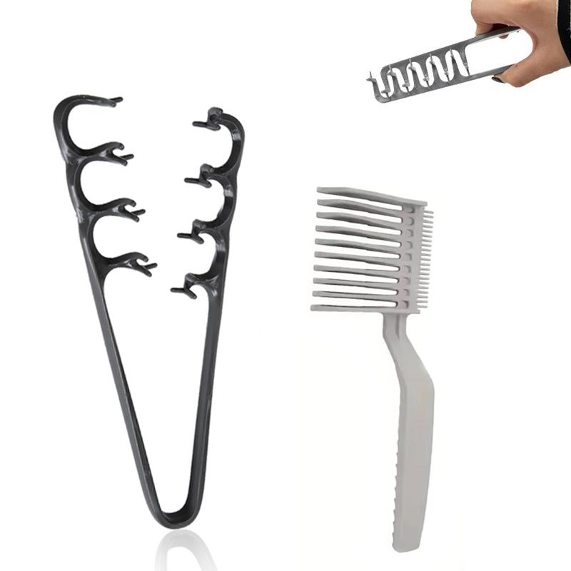 

Two-piece set of fluffy wide-tooth hairbrushes, professional hair brushes, suitable for applying hair oil, salon styling tools. чорний