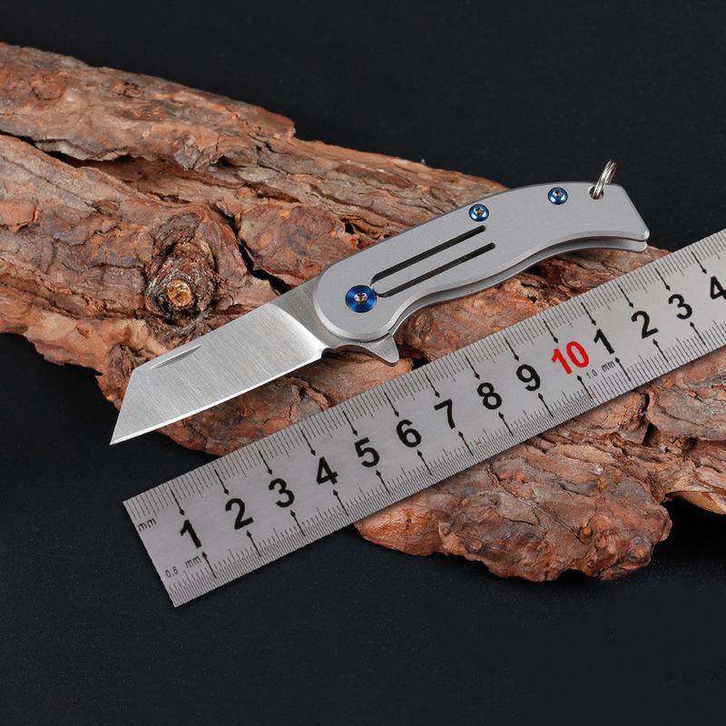 Damascus Steel Titanium Handle Keychain Mini EDC Portable Folding Pocket Knife Camping Survival