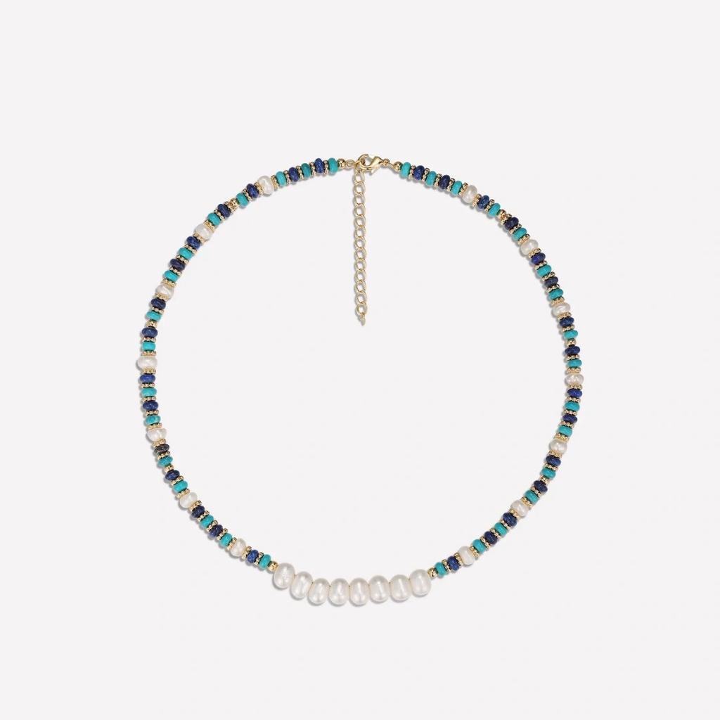 Summer Fresh And Elegant Turquoise Blue Turquoise Beaded Freshwater Pearl Collarbone Chain Niche Temperament Necklace Women