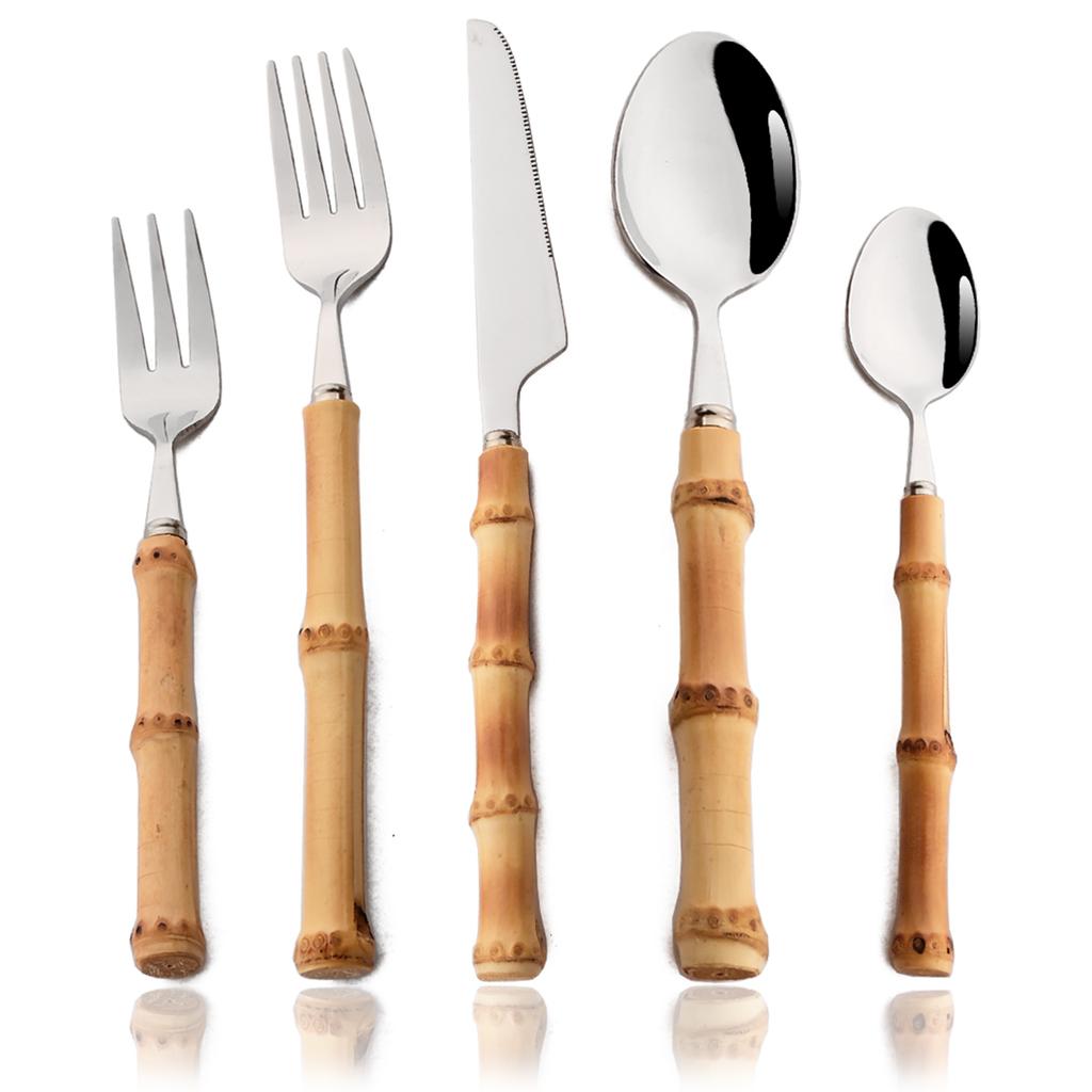 4/5/7-piece Cheese Knife Set Stainless Steel Silverware Set Bamboo Handle Utensils Hostess Serving Set for Buffet Home