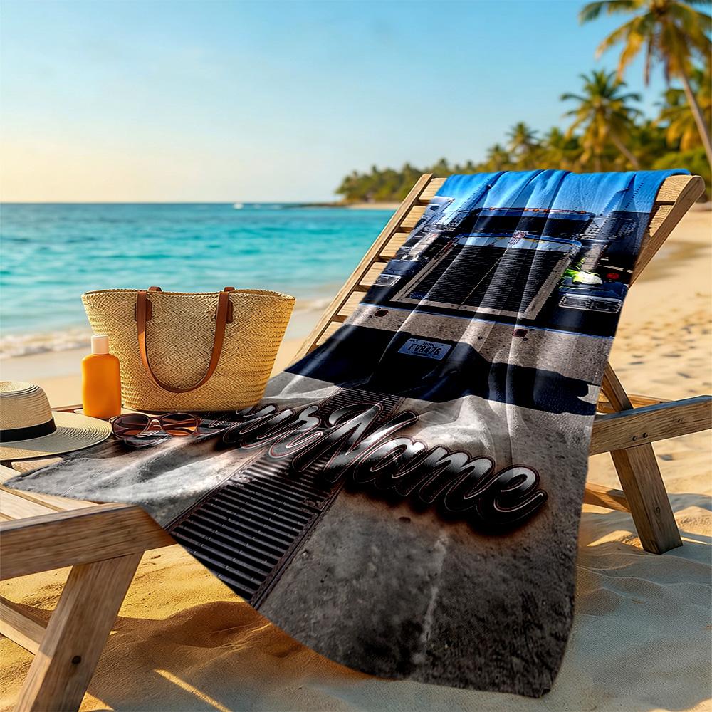 Kw Heavy Trucks Customize Your Name Beach Towel Quick-Dry Soft Microfiber Perfect for Traveling Yoga Camping and Swimming