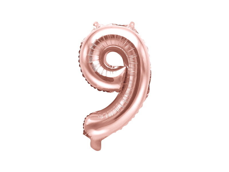 Balon Foliowy Cyfra "9" Różowe Złoto 35 Cm
