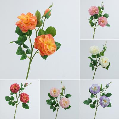 Künstliche Rose mit grünen Blättern, 3 Köpfe, realistisch, langer Stiel, Kunstblume, Dekoration für Zuhause, Hochzeit, Party, Valentinstagsgeschenk