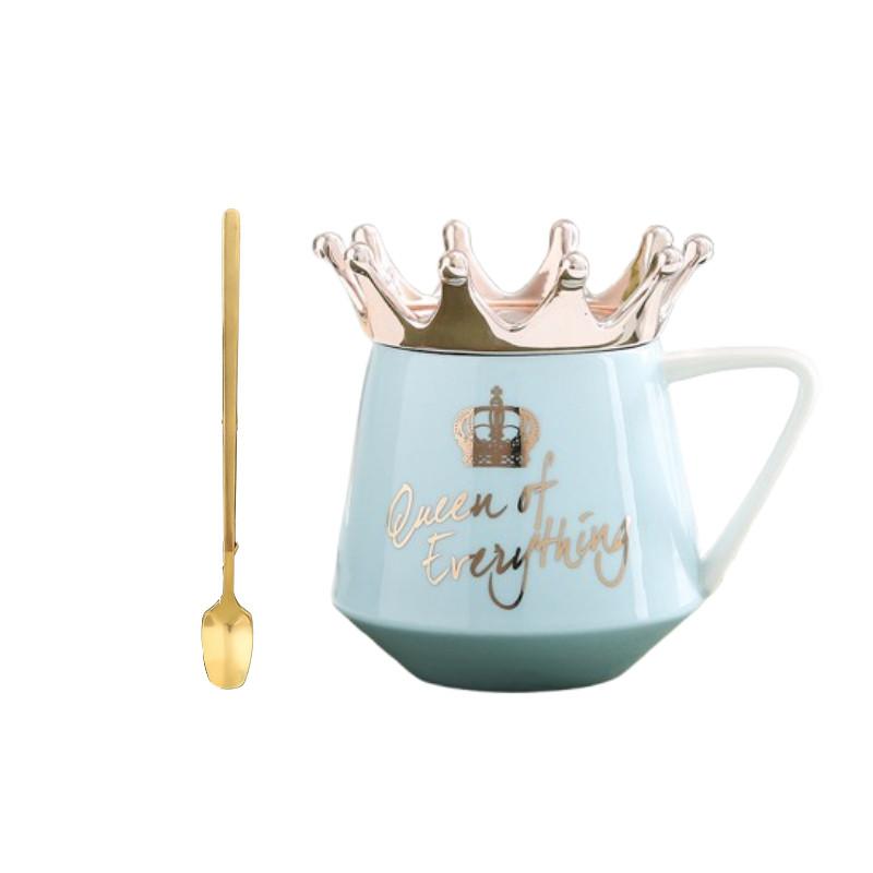 

The Crown Cover Has A Spoon Mug Handle Tea Coffee Household Water Cup синий