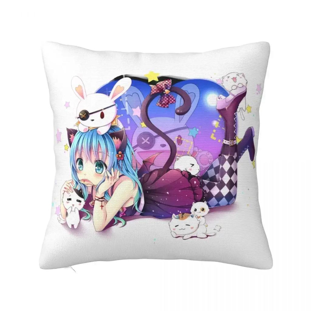 Cute Tohka Yatogami Yoshino Tokisaki Kurumi Square Pillow Case Date A Live Anime Cushion Covers Pillowcase for Home 18"x18"